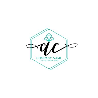 Çiçek ve Min ile Modern El Yazısı AC İlk Logo Şablonları