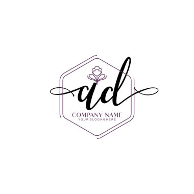 Çiçek ve Min ile Modern El Yazıları AD İlk Logo Şablonları