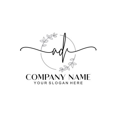 Çiçek ve Min ile Modern El Yazıları AD İlk Logo Şablonları