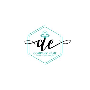 Çiçek ve Min ile Modern El Yazısı AE İlk Logo Şablonları