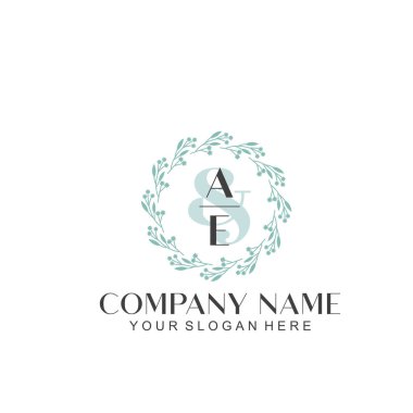 El yazısı AE Baş harfleriyle Çiçek Monogram Logosu Ayarları