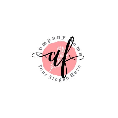 Çiçek ve Min ile Modern El Yazısı AF İlk Logo Şablonları