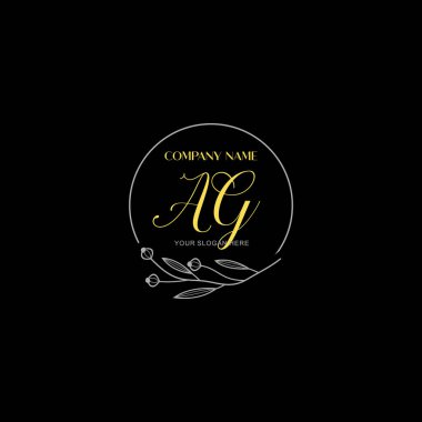 Çiçek ve Lüks Acc ile el yazısıyla AG İlk Logo Şablonları