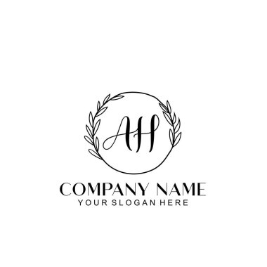 El yazısı AH baş harfleriyle Çiçek Monogram Logosu Ayarları