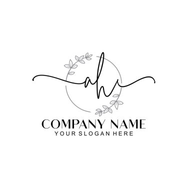 Çiçek ve Min ile Modern El Yazıları AH İlk Logo Şablonları