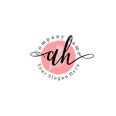 Çiçek ve Min ile Modern El Yazıları AH İlk Logo Şablonları