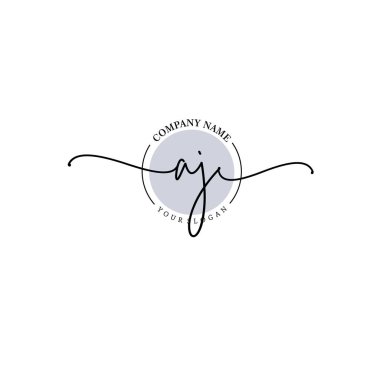 Çiçek ve Min ile Modern El Yazısı AJ İlk Logo Şablonları