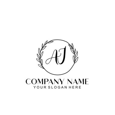 El yazısı AJ baş harfleriyle Çiçek Monogram Logosu Ayarları
