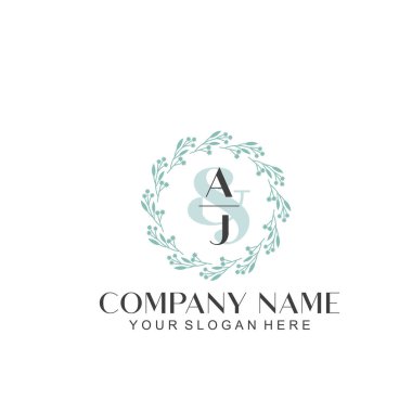 El yazısı AJ baş harfleriyle Çiçek Monogram Logosu Ayarları
