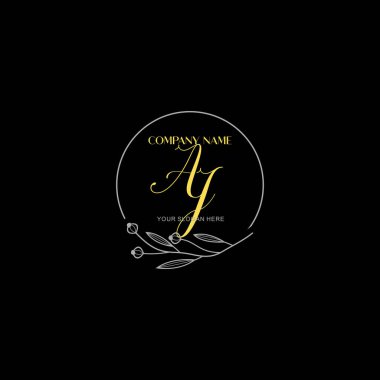 Çiçek ve Lüks Acc ile el yazısıyla AJ İlk Logo Şablonları