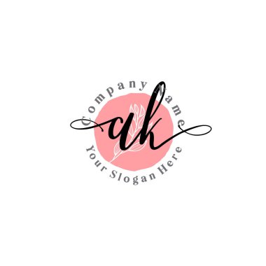 Çiçek ve Min ile Modern El Yazısı AK İlk Logo Şablonları
