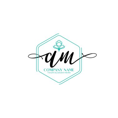 Çağdaş El Yazısı AM Çiçek ve Min ile İlk Logo Şablonları