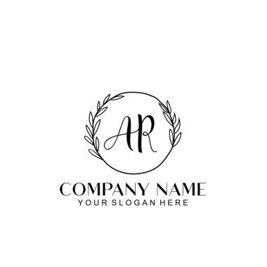El yazısı AR baş harfleriyle Çiçek Monogram Logosu Ayarları