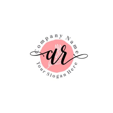 Çiçek ve Min ile Modern El Yazıları AR İlk Logo Şablonları