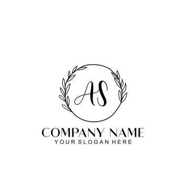 El yazısı AS Baş harfleriyle Çiçek Monogram Logosu Ayarları