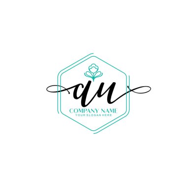 Çiçek ve Min ile Modern El Yazısı AU İlk Logo Şablonları