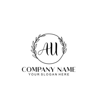 El yazısı AU Baş harfleriyle Çiçek Monogram Logosu Ayarları