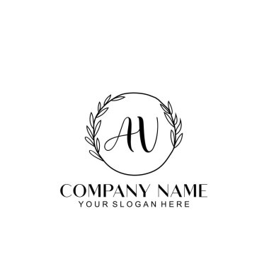 El yazısıyla AV Baş harfleri olan Çiçek Monogram Logosu