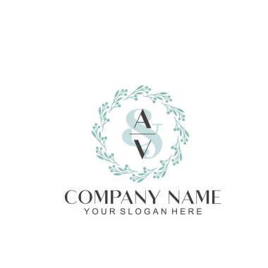 El yazısıyla AV Baş harfleri olan Çiçek Monogram Logosu
