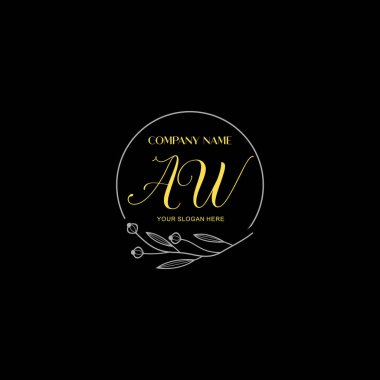 Çiçek ve Lüks Acc ile El Yazısıyla AW İlk Logo Şablonları