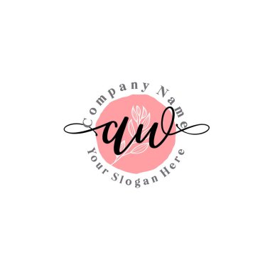 Çiçek ve Min ile Modern El Yazısı AW İlk Logo Şablonları