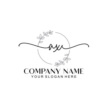 Çiçek ve Min ile Modern El Yazısı AX İlk Logo Şablonları