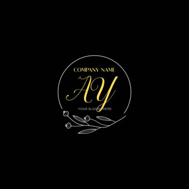 Çiçek ve Lüks Acc ile El Yazısıyla AY İlk Logo Şablonları