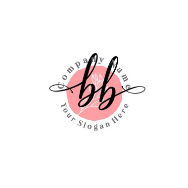 Çiçek ve Min ile Modern El Yazısı BB İlk Logo Şablonları