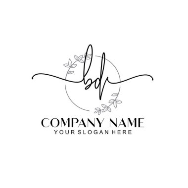 Çiçek ve Min ile Modern El Yazısı BD İlk Logo Şablonları