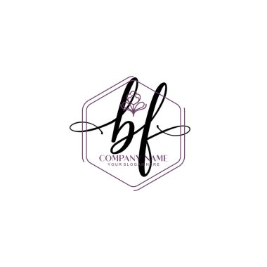 Çiçek ve Min ile Modern El Yazısı BF İlk Logo Şablonları