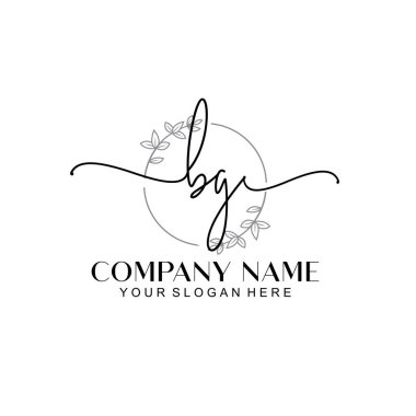 Çiçek ve Min ile Modern El Yazısı BG İlk Logo Şablonları
