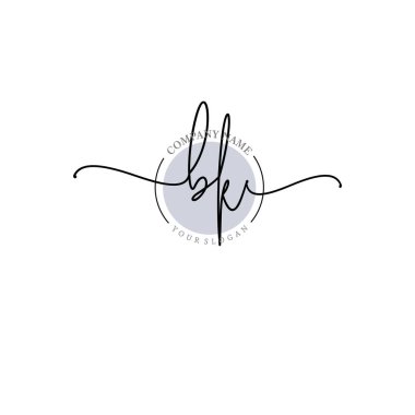 Çiçek ve Min ile Modern El Yazısı BK İlk Logo Şablonları
