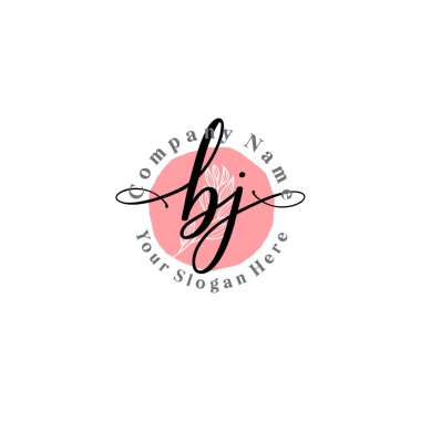 Çiçek ve Min ile Modern El Yazısı BJ İlk Logo Şablonları