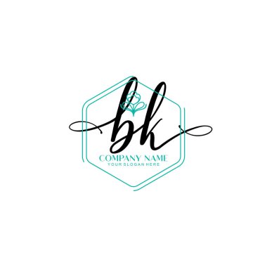 Çiçek ve Min ile Modern El Yazısı BK İlk Logo Şablonları