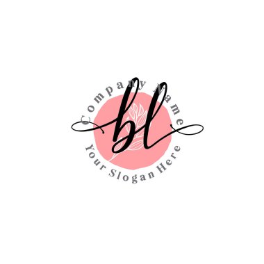 Çiçek ve Min ile Modern El Yazısı BL İlk Logo Şablonları
