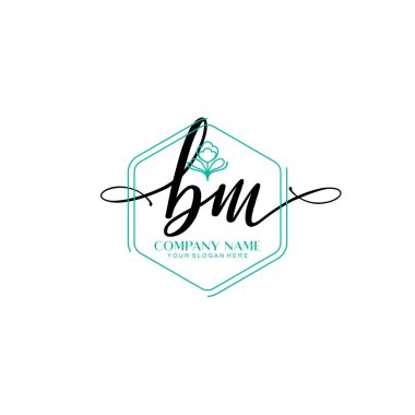 Çiçek ve Min ile Modern El Yazısı BM İlk Logo Şablonları