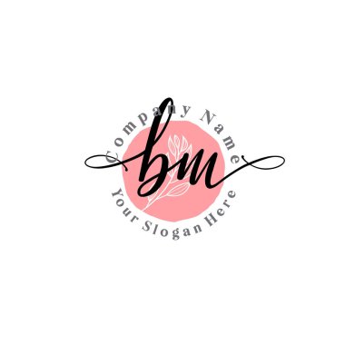 Çiçek ve Min ile Modern El Yazısı BM İlk Logo Şablonları