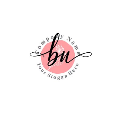 Çiçek ve Min ile Modern El Yazısı BN İlk Logo Şablonları