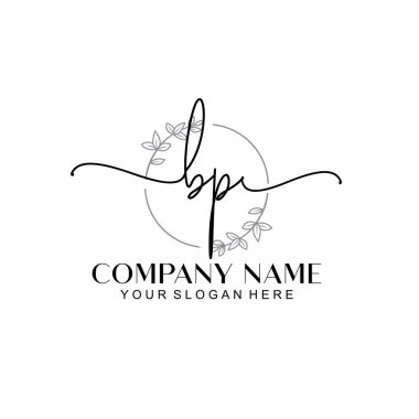 Çiçek ve Min ile Modern El Yazısı BP İlk Logo Şablonları