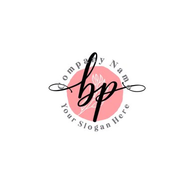Çiçek ve Min ile Modern El Yazısı BP İlk Logo Şablonları