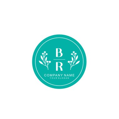 El yazısı BR Baş harfleriyle Çiçek Monogram Logosu Ayarları