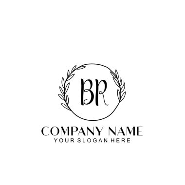 El yazısı BR Baş harfleriyle Çiçek Monogram Logosu Ayarları