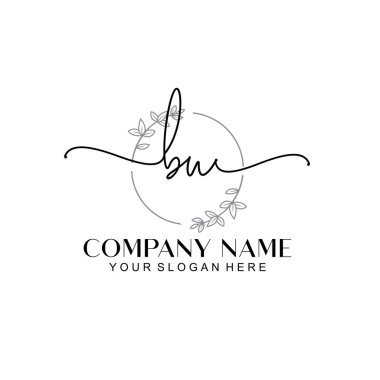 Çiçek ve Min ile Modern El Yazısı BU İlk Logo Şablonları