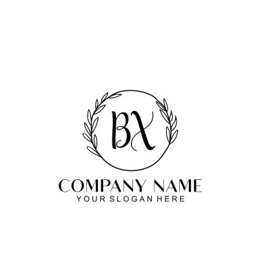 El yazısı BX Baş harfleriyle Çiçek Monogram Logosu Ayarları
