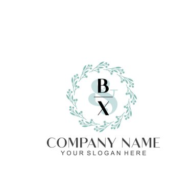 El yazısı BX Baş harfleriyle Çiçek Monogram Logosu Ayarları