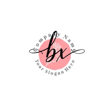 Çiçek ve Min ile Modern El Yazısı BX İlk Logo Şablonları