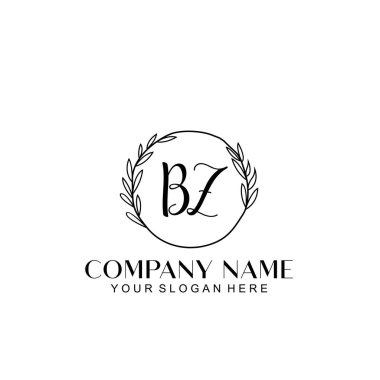 El yazısı BZ Baş harfleriyle Çiçek Monogram Logosu Ayarları