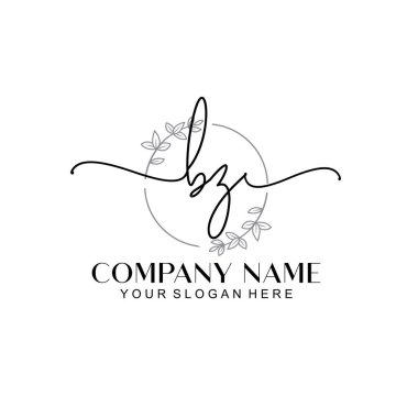 Çiçek ve Min ile Modern El Yazısı BZ İlk Logo Şablonları