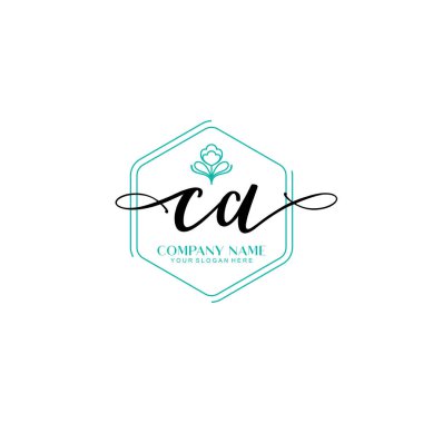 Floral ve Min ile Modern El Yazıları CA İlk Logo Şablonları