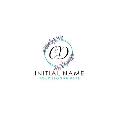 Floral ve Lüks Acc ile El Yazması CD İlk Logo Şablonları